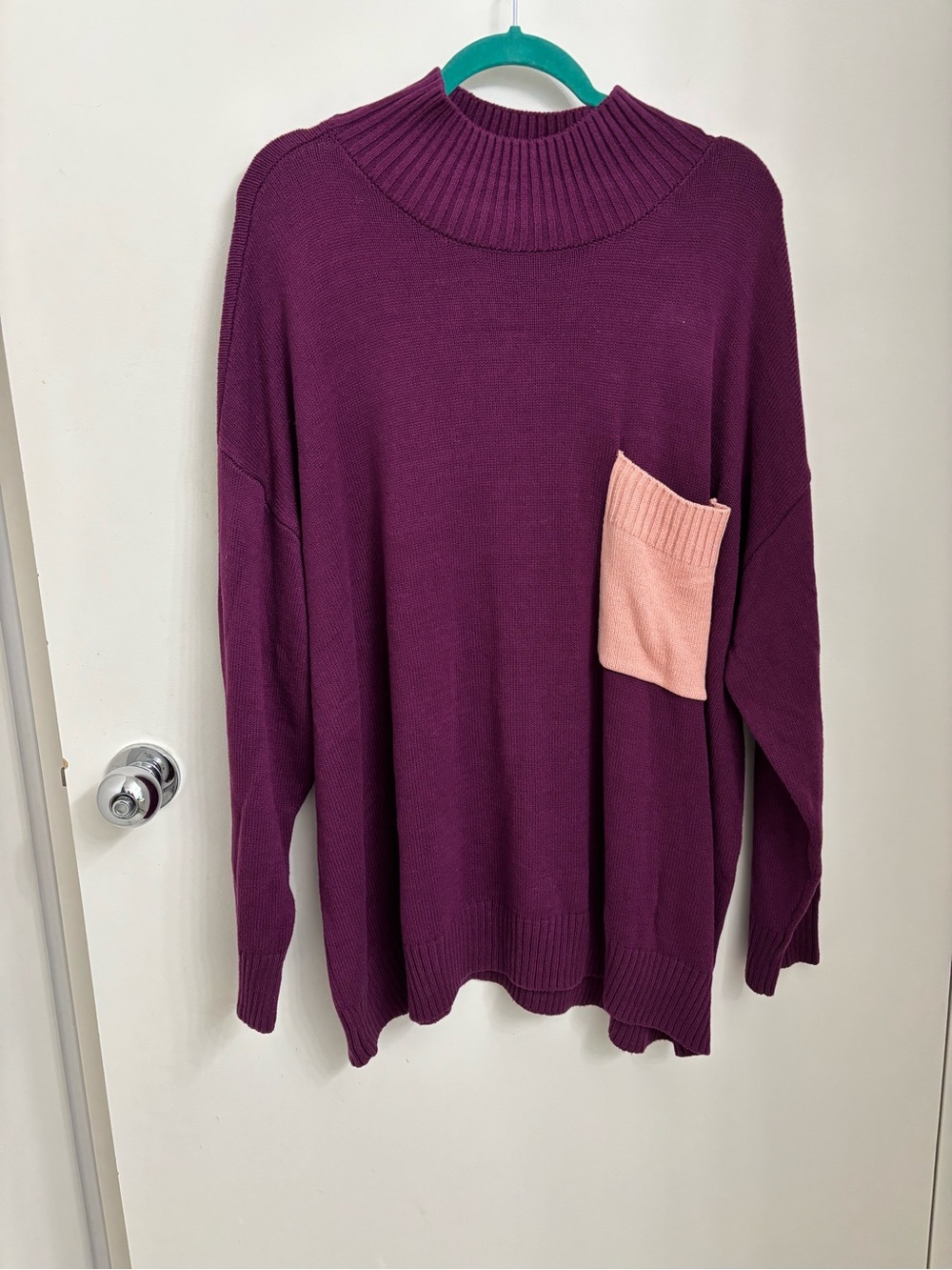 Peace Love World color block mock neck sweater - QVC item A703385